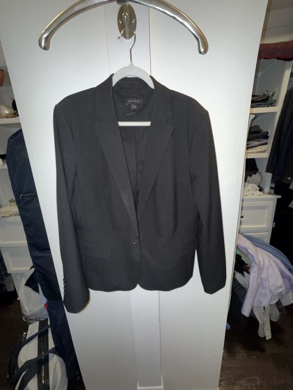Ann Taylor Black One-Button Blazer Jacket Size 16T
